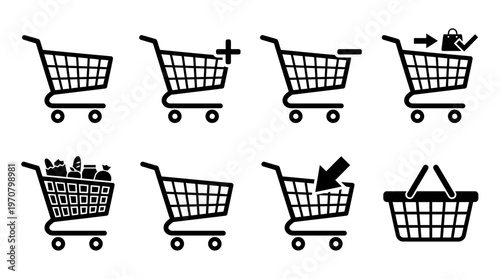 Shopping Cart Icons – Add, Remove, Checkout, Basket
