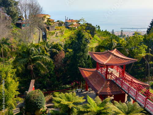 Asian Pagoda in the Tropical Garden 