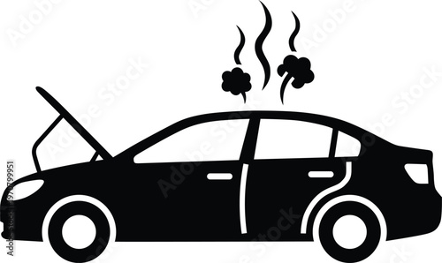 Broken Car Overheating Engine Breakdown Vehicle Smoke Repair Icon