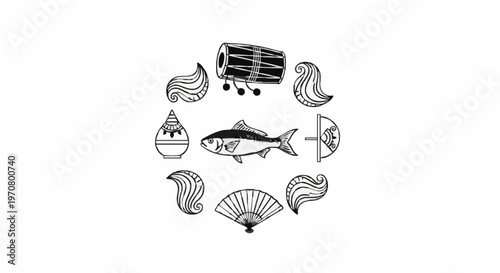 Bengali New Year icons in circular formation