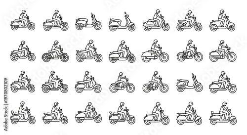 Motorcycle riders in various positions.