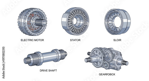 Mechanical parts and industrial components.
