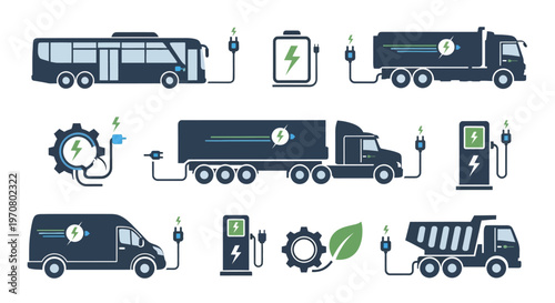 Electric vehicles charging transportation fleet.