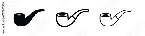 Smoking Pipe Icons Set. Classic Tobacco Pipe Vector Symbols.