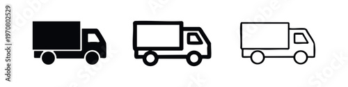 Delivery truck icons set. Shipping, logistics, and transportation symbols.