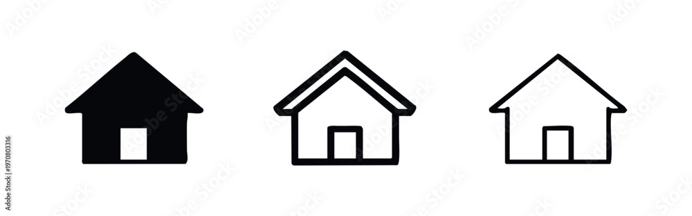 Fototapeta premium Simple Home House Vector Icon Set: Basic Residential Property Symbol