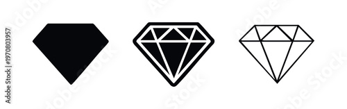 Sparkling Diamond Gemstone Jewel Vector Icon Set