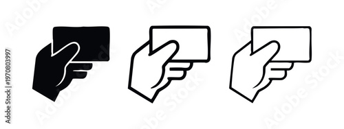 Hand Showing Credit Card Payment Banking Vector Icon Set