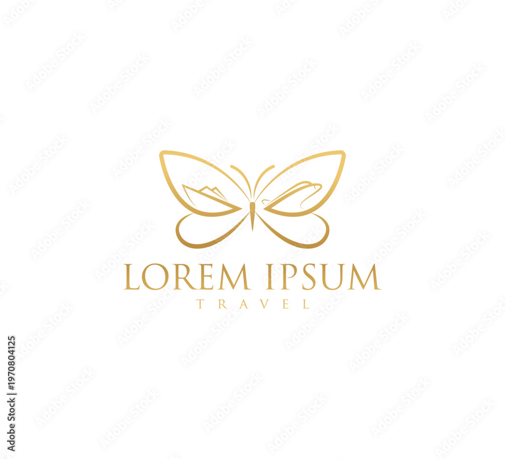 Obraz premium Logo Butterfly Travel Design Vector for Business Branding Identity