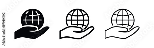 Bild auf Leinwand Hand holding globe icon set