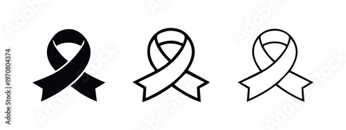 Awareness ribbon icon set for various causes and support