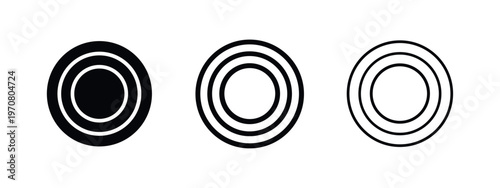 Radial Circle Target Icons Set - Bullseye and Concentric Ring Variations