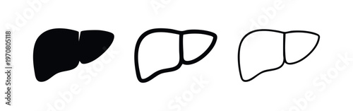 Human Liver Organ Icons Set. Medical Anatomy Symbol for Healthcare and Biology.