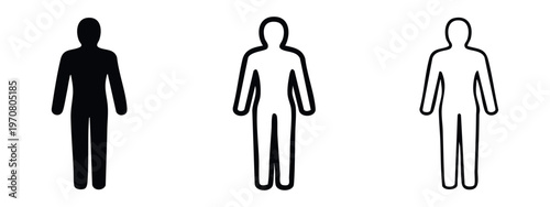 Full Body Man Icons Set. Human Figure Symbol for Gender and People Representation.