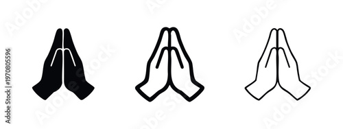 Praying Hands Icons Set. Prayer, Religion, Hope, and Spirituality Symbol Collection.