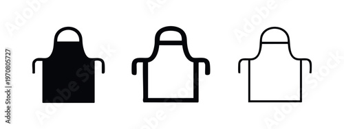 Simple apron icons collection. Cooking protective uniform symbols, chef's apron vector set. Black and white isolated.