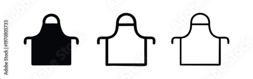 Apron icon set. Chef cooking uniform symbol, kitchen protective textile sign. Vector illustration.