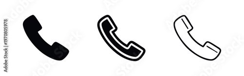 Phone receiver icon set, vector call and telephone symbols in solid and outline styles