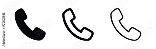 Essential phone call icon set, vector contact and communication symbols in solid and outline styles