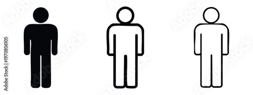 Male User Icon Set - Simple Human Figure Pictograms for Profile, Avatar, and Person Representation