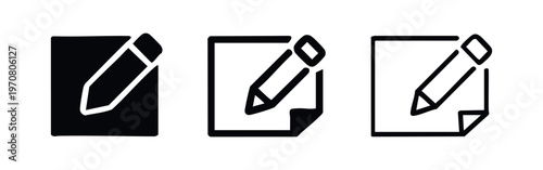 Edit Icon Set with Pencil and Paper - Writing, Note Taking, and Document Creation Symbols