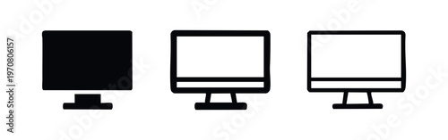 Modern Desktop Computer Monitor Icon Set - PC Display Screen Technology Symbols