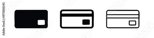 Credit card icon set, representing financial transactions, online payments, and banking.