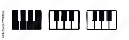 Piano keyboard keys icon set for music, melody, and musical education.