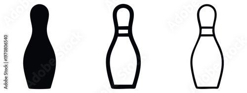 Bowling pin with stripe icon set. Vector symbols for bowling club, recreation, league, and sporting events.