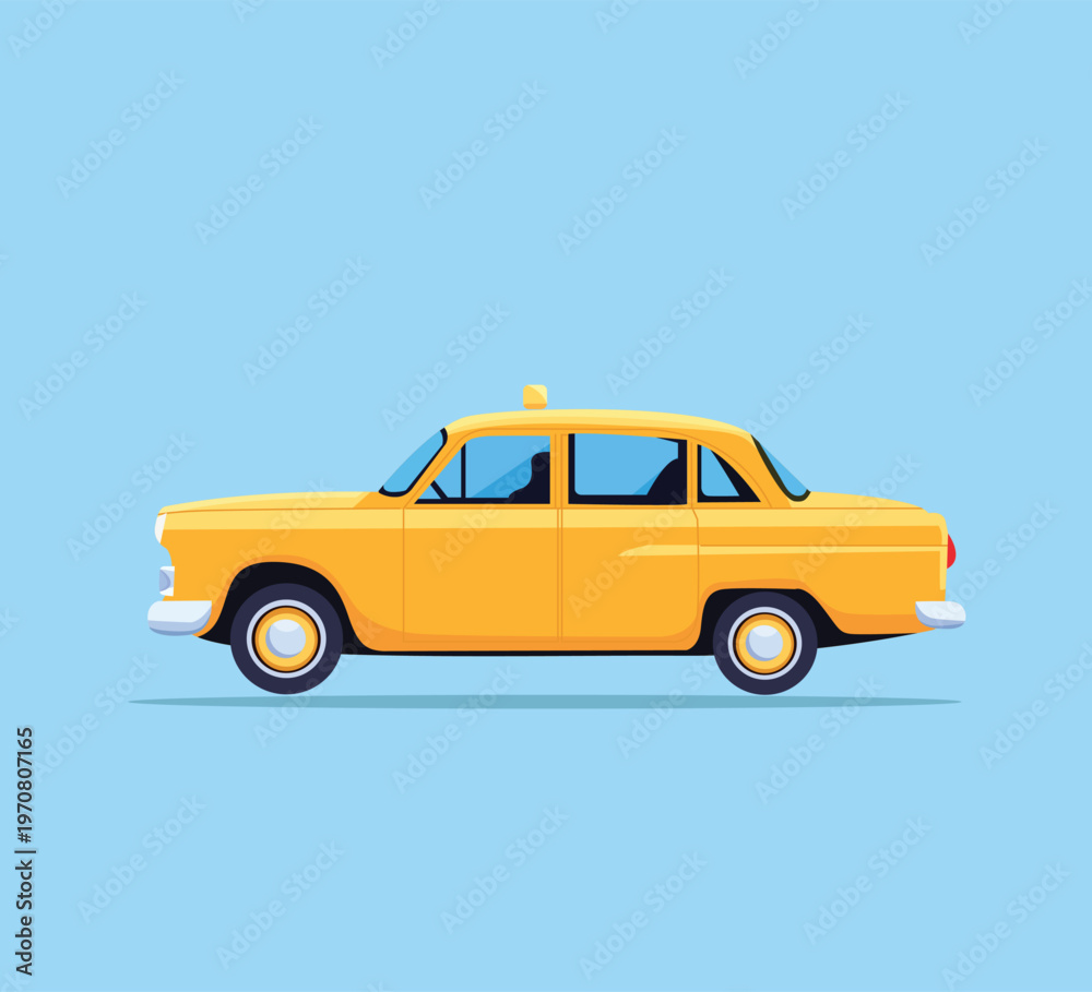 Fototapeta premium yellow taxi vintage car vector illustration