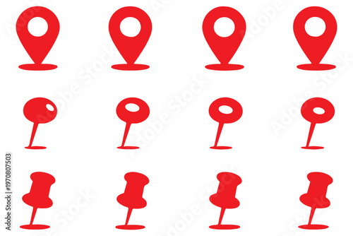 Location Pin Icons Collection – GPS Map Markers Flat Design Navigation Symbols