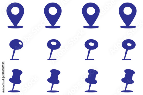 Location Pin Icons Collection – GPS Map Markers Flat Design Navigation Symbols
