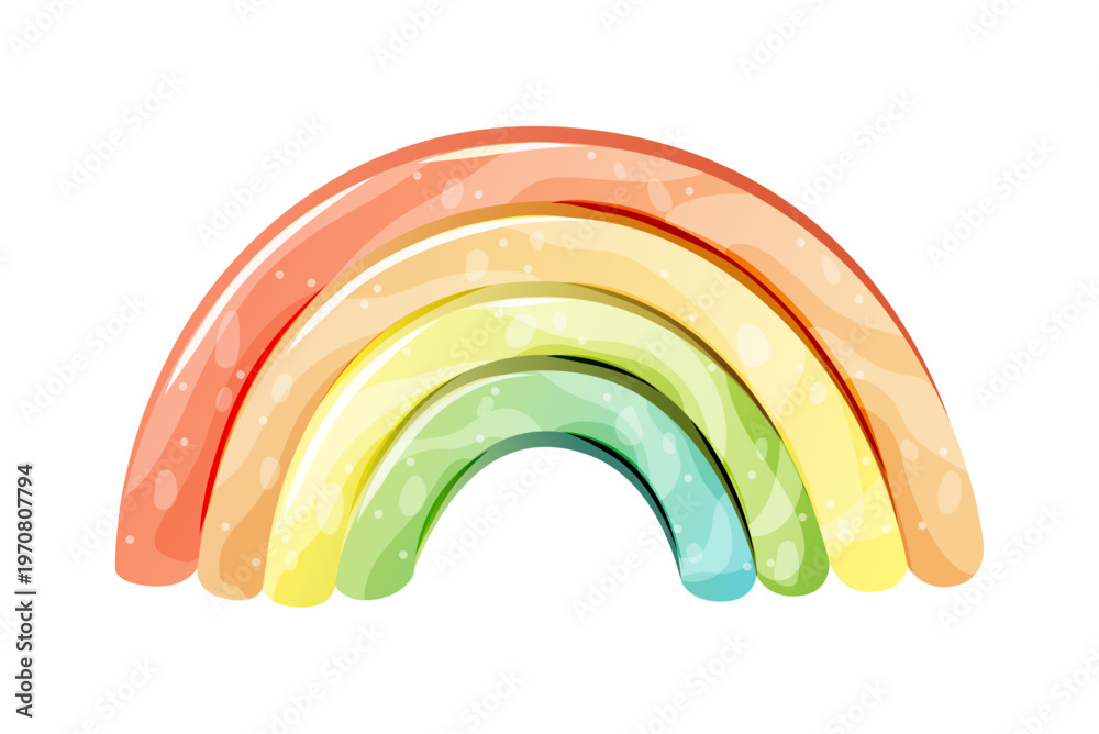 Fototapeta premium Rainbow on a white background in cartoon style. Vector. 