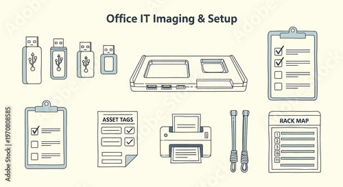 Office it imaging setup blueprint isolated on transparent background detailed technical schematics for network infrastructure