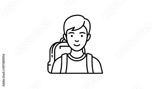 Student with backpack line icon education vector illustration