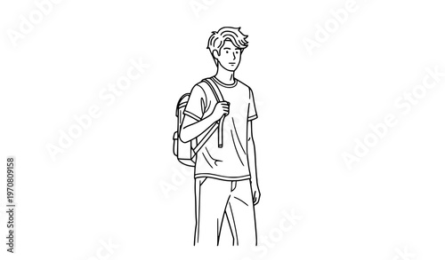 Freshman student line icon high school pupil vector illustration
