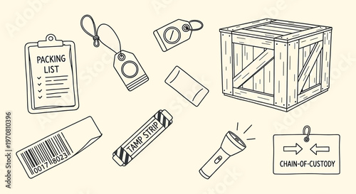 Vintage camping gear sketch collection isolated on transparent background hand drawn style illustration