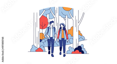 Couple Walking Together in Casual Attire.