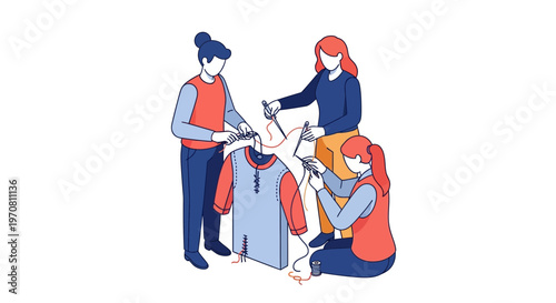 People Working on Clothing Together.