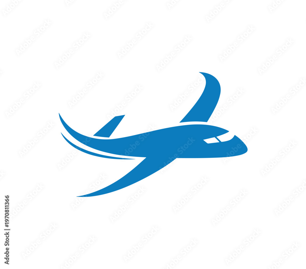 Fototapeta premium Blue airplane icon on for travel or aviation use