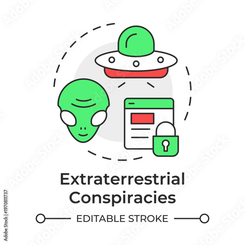 Extraterrestrial conspiracies multi color concept icon. Secret information, social media. Round shape line illustration. Abstract idea. Graphic design. Easy to use in article, blog post