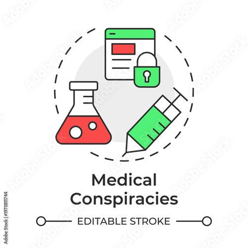 Medical conspiracies multi color concept icon. Hiding information, laboratory research. Round shape line illustration. Abstract idea. Graphic design. Easy to use in article, blog post