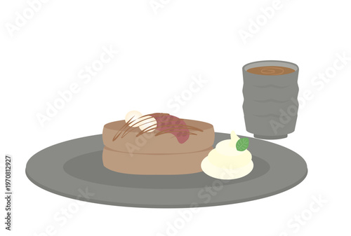  ほうじ茶パンケーキとほうじ茶のセット