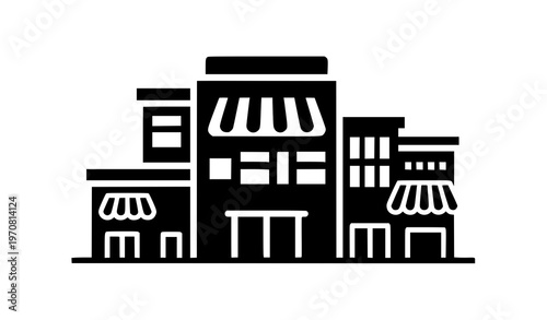 Shopping center glyph icon silhouette vector illustration
