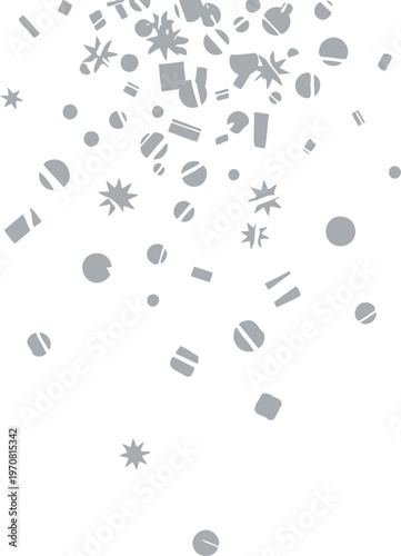 Abstract Geometric Falling Shapes Illustration - Minimalist Grey Confetti Vector Background