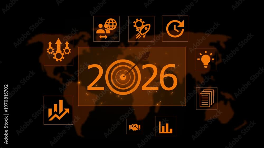 2026 Global Business Target Animation Digital Business Concept With 1000 F 1970815702 