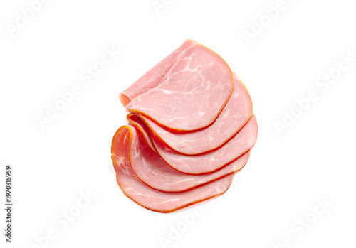 Slices of delicious ham isolated on a white background