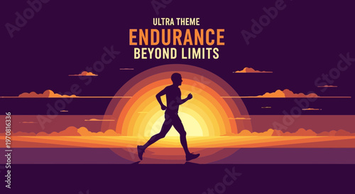 Silhouette Of Runner With The Sun Demonstrating Endurance And Determination