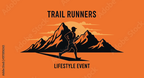 Silhouette Of Trail Runner In Front Of Mountains Depicting A Lifestyle Event