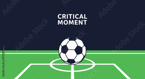 Soccer Ball On The Field Depicting A Critical Moment In The Game Illustration